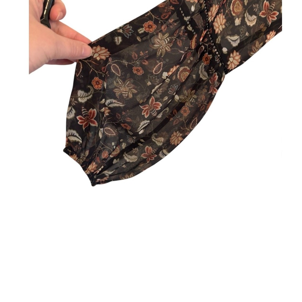Soft Surroundings Sheer Floral Blouse Womens Medium Bell Sleeve Whimsigoth Top - Picture 3 of 6